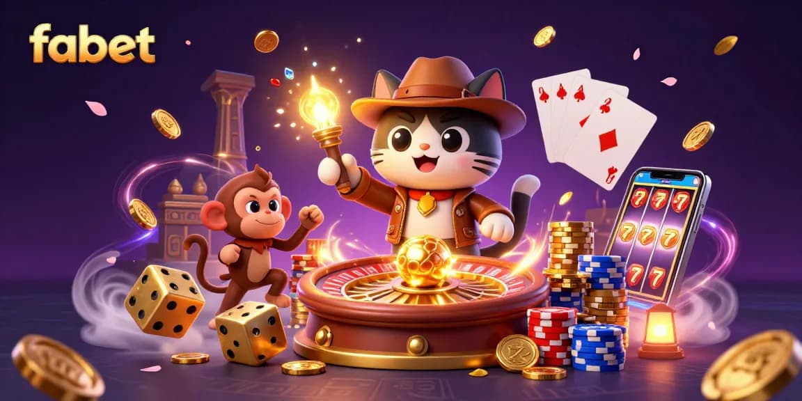 Experience thrilling adventures in the fabet casino world with a dynamic 3D illustration of treasure hunting.