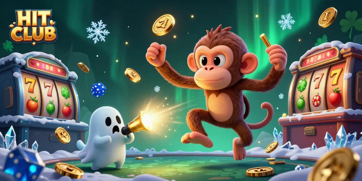 HIT CLUB showcases thrilling gaming action with vibrant slot reels and dynamic characters.