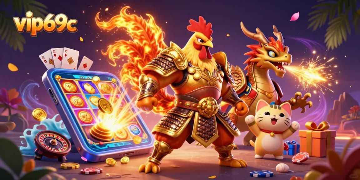 Spin the reels and win with vip69c, featuring dynamic casino characters and exciting game elements.
