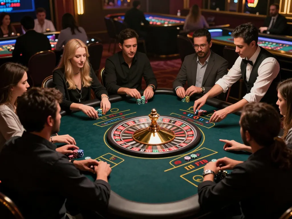 Players engaging in strategic roulette betting at FUN79’s live casino, emphasizing excitement and elegance.
