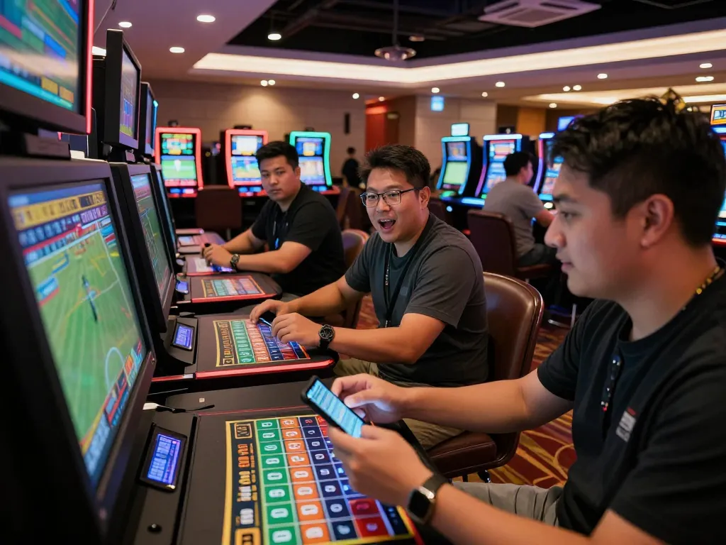Experience the thrill of kèo nhà cái hôm nay with active sports betting, vibrant screens, and engaged players.