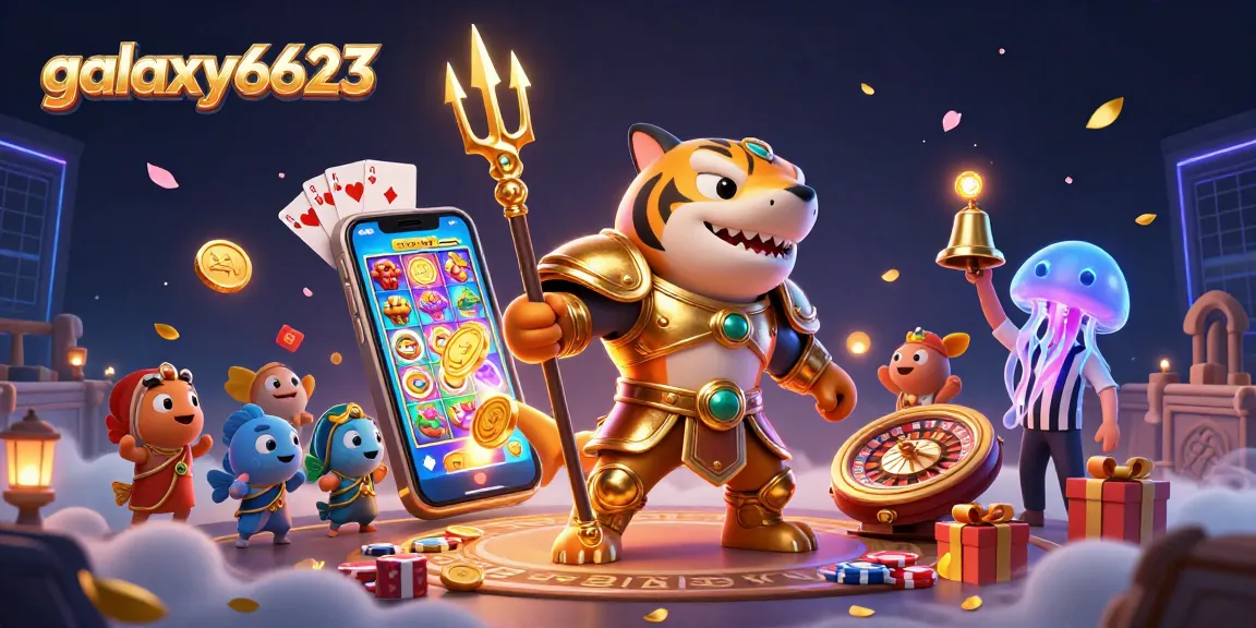 Experience thrilling gameplay with galaxy6623's vibrant underwater casino scene featuring a tiger shark, bonus games, and engaging elements.