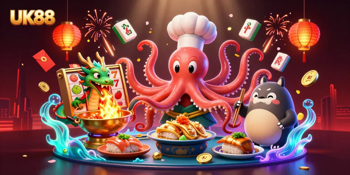 Engage in UK88's rich casino adventure with this vibrant 3D scene showcasing luck and excitement.