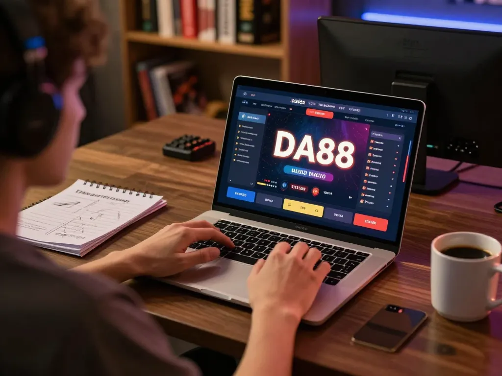 Engaging in online casino gaming at DA88 with modern setup and strategic notes