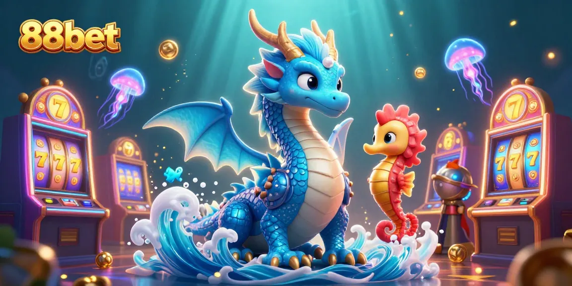 Experience thrilling gaming action at 88bet with a vibrant illustration of fantasy characters and gleaming casino slots.