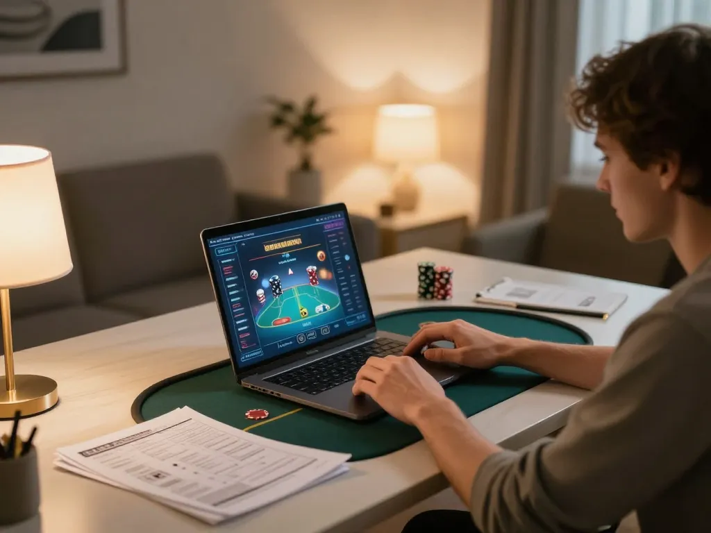 Experience the thrill of online poker gameplay at PHPVIP with a cozy and engaging home setup.