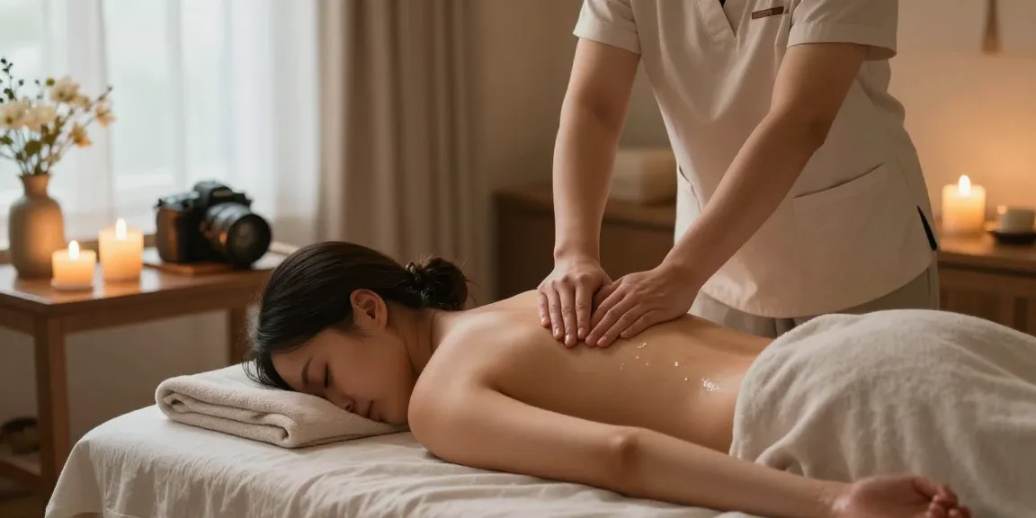 Relaxing home setting for 화성출장안마 massage therapy session with soothing elements.
