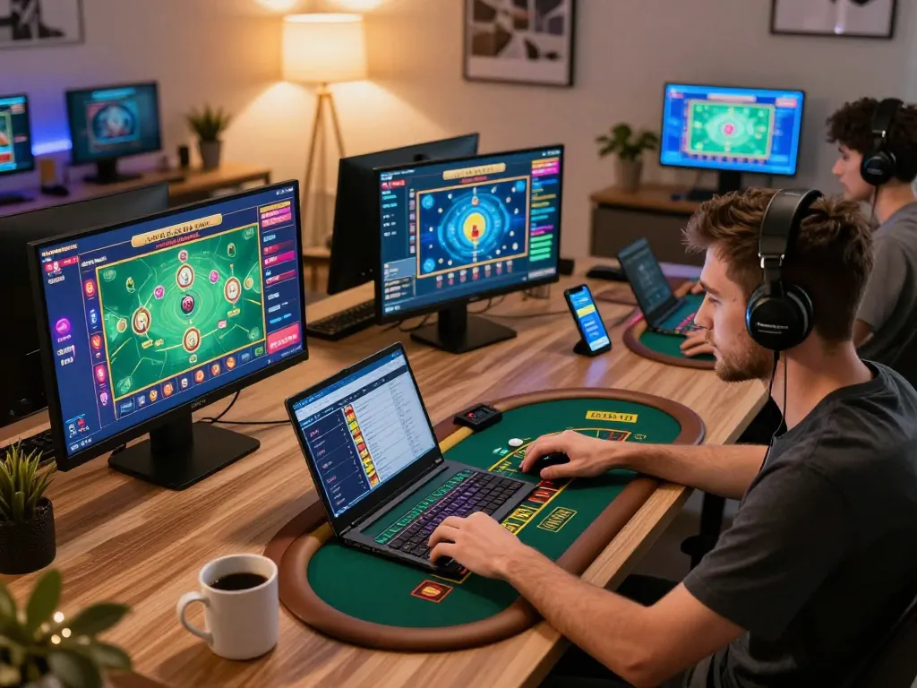 Engaging online gameplay with vb88 through multiple screens showing live blackjack and betting options