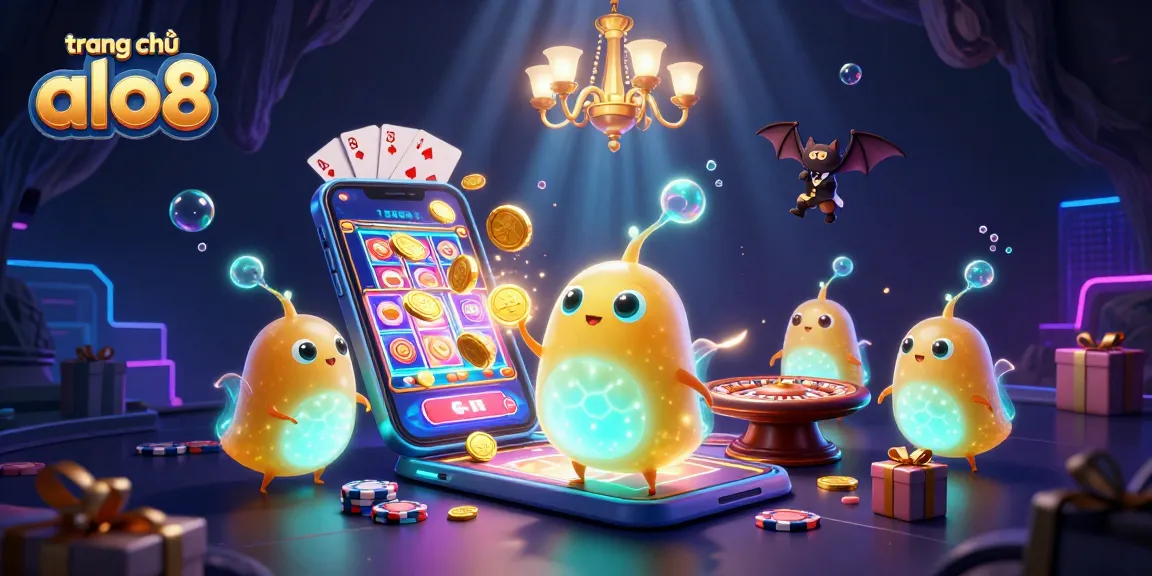Experience thrilling gameplay at trang chủ alo8 with vibrant 3D casino elements featuring glowworms and a bat dealer.