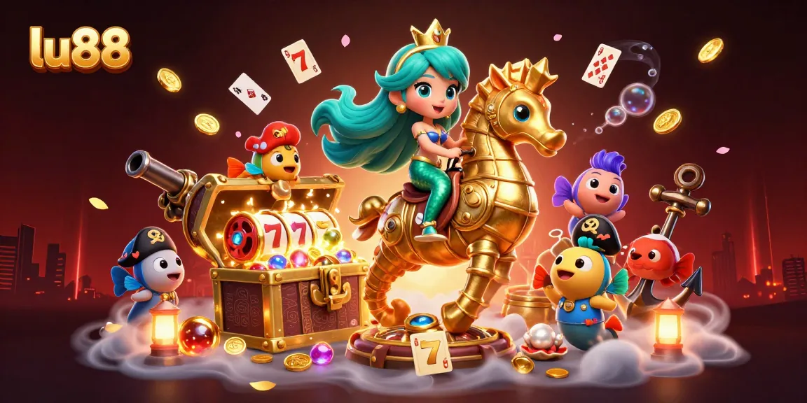 Experience thrilling slots at lu88 with a vibrant underwater scene featuring exciting game elements and characters.