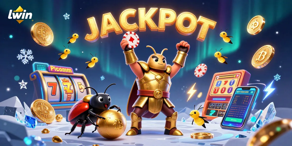 Experience llwin's thrilling jackpots with cartoon beetles and glowing cryptocurrencies.