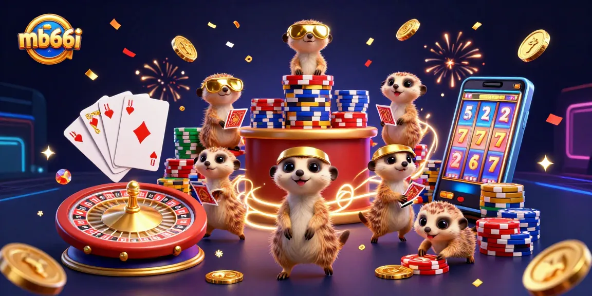 Experience the thrills of mb66i's vibrant casino world with lively meerkats and dynamic gaming elements.