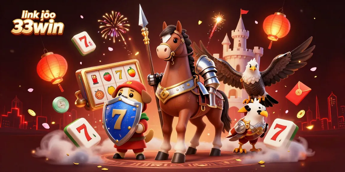 Experience excitement with link vào 33win, an immersive 3D casino scene featuring vibrant gaming elements.